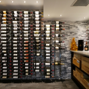 Front Wine Cellar with Rack On Stone