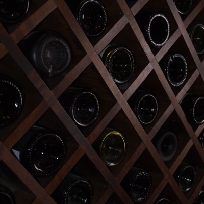 Dark Wood Wine Cellar Close Up