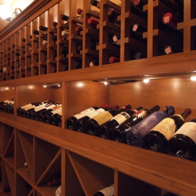 Light Wood Wine Cellar Close Up